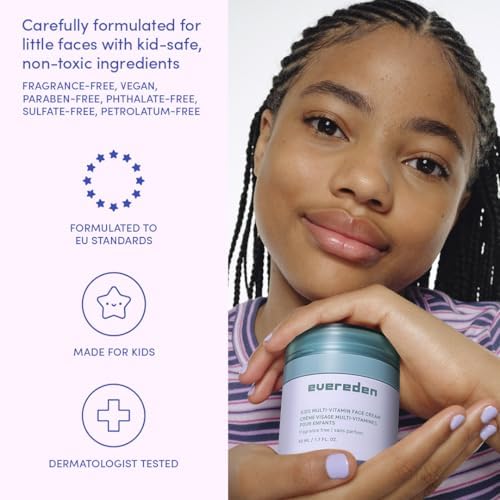Evereden Fragrance-Free Kids Happy Face Duo - Unscented Multi-Vitamin Face Wash & Face Cream Set - Clean & Vegan Skin Care for Kids 3+ - Moisturizing, Nourishing, & Protective Skin Care Set - Image 6