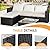 Shintenchi Outdoor Patio Furniture Sets, Small Outdoor Sofa Patio Sectional Sets 3-Piece All Weather Wicker Rattan Patio Seating Sofas with Glass Coffee Table and Cushion (Beige)