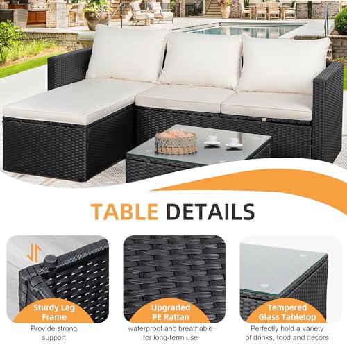 Shintenchi-Outdoor-Patio-Furniture-Sets-Small-Outdoor-Sofa-Patio-Sectional-Sets-3-Piece-All-Weather-Wicker-Rattan-Patio-Seating-Sofas-with-Glass-Coffee-Table-and-Cushion-Beige