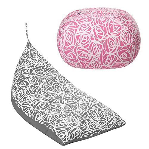 5 Stars United Stuffed Animal Storage Bean Bag - Cover Only - Plush Toys Holder and Organizer for Boys and Girls - Pink Roses, Grey Roses, Bundle 5 Stars United Stuffed Animal Storage Bean Bag - Cover Only - Plush Toys Holder and Organizer for Boys and Girls - Pink Roses, Grey Roses, Bundle