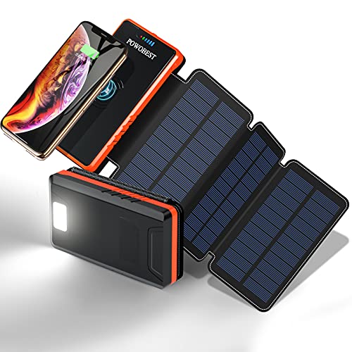 POWOBEST Solar Power Bank,Solar Phone Charger,20000mAhï¼ŒOutdoor Portable Power Bankï¼ŒPortable External Batteryï¼ŒWireless Solar Charger, Solar Portable Charger,Solar Power Bank Portable Panel Charger