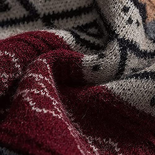 Autumn Winter Vintage Striped Sweater Men Clothes Pullover Men Sweater Jumper Men's Sweater Knit Red, XX-Large4