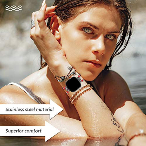 ULTECHNOVO Aço Inoxidável Do Vintage Ágata Bead Wrist Band Compatível para