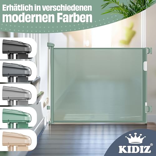KIDIZ® Treppenschutzgitter Türschutzgitter ausziehbar 0-140CM | kindersicheres Treppengitter für Babys & Haustiere | Schutzgitter für Treppen & Türen Absperrgitter inkl. Bodenanker & Montagezubehör