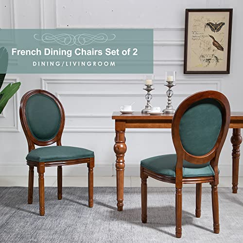 Image of Virabit French Country Dining Chairs Set of 6, Vintage Louis Chairs with Curved Backrest and Beautifully Carved Solid Wood Frame Farmhouse Dining Chairs for Living Room, Kitchen, Restaurant