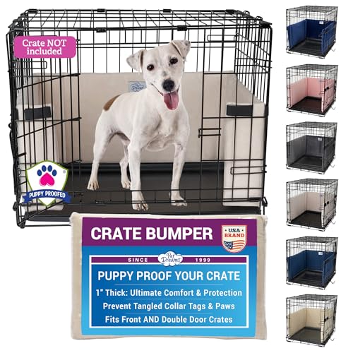 Pet Dreams Dog Crate Bumper - Comfy Liner & Dog Tail Protector for Inside Crate, Fits iCrate Cages 18, 24, 30, 36, 42, 48 Inches (Ivory, X-Small, 18")