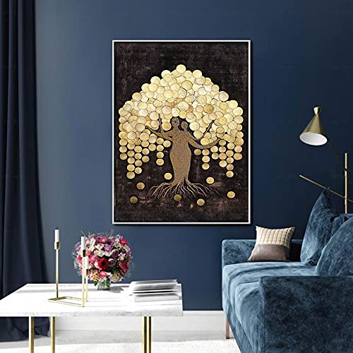 Art photo pour salon avec impression abstraite or plante 60x80