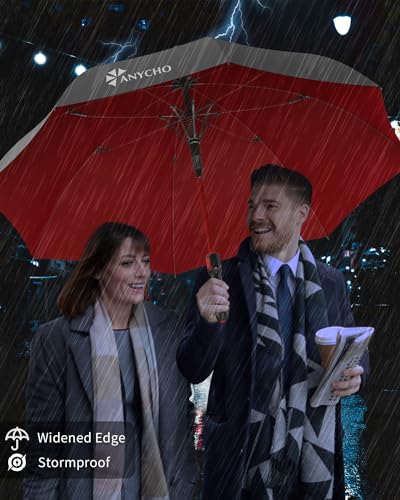 Image of ANYCHO Umbrella for Men - 54 Inch Big Size Umbrella with Waterproof Jacket