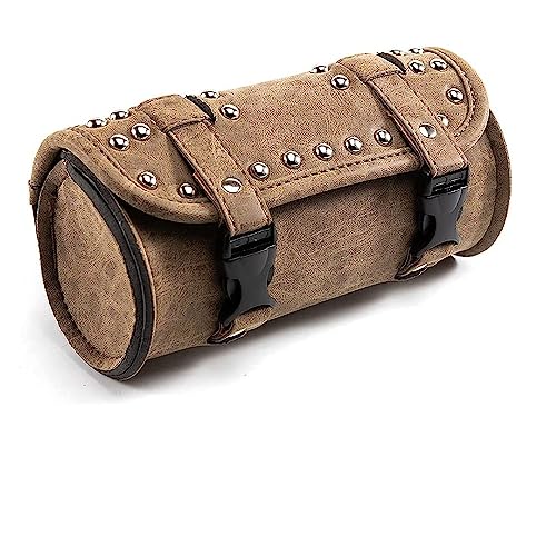 Alforja mini para motocicleta, bolsa para horquilla de 8,26 pulgadas, hecha de cuero sintético PU, bolsa para herramientas en manillar para motocicleta, bicicleta eléctrica y bicicleta (Estilo B) miniatura 4