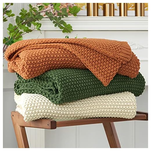Chunky Cable Knit Throw Blanket Lightweight Burnt Orange 100% Organic Cotton Blanket for Sofa Couch Bed Baby Nursery, Rustic Shabby Chic Modern Farmhouse, 51” x 63” Give Laundering Bag