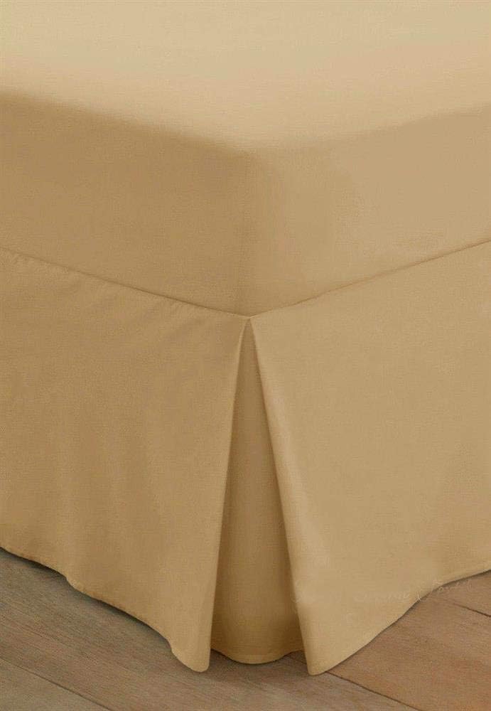 100% Pure Natural 200 Thread Count Egyptian Cotton Fitted VALANCE Sheets Box Pleated Hypoallergenic Ultra Soft Breathable Hotel Quality Bed Sheet (Latte, 4FT - Small Double)