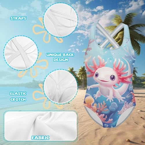 Image of One Piece Swimsuit for Girls Kids Quick Dry Bathing Suit with Crossback Strap Summer Beach Swimwear Size 5T-14