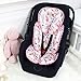 SWESEN Infant Car Seat Insert with 3 Strap Covers Set, Reversible Newborn Baby Car Seat Head Body Support for Girl, Soft 3 in 1 Baby Car Seat Cushion for Strollers, Bouncers, Swing, Pink Floral
