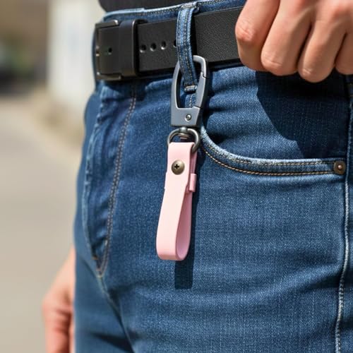 Image of THE MEN THING - Stylish Multicolor Stainless Steel Keychain for Men & Boys (URBAN AXIS PINK)