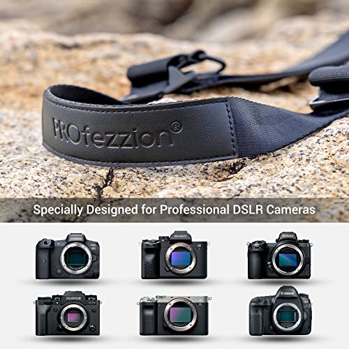 PROfezzion DSLR Camera Shoulder Neck Strap with Metal Secure Quick Release Buckle for Canon 2000D 850D 800D 90D 80D 7D 6D 6DII 5D Mark IV Nikon D3500 D5600 D7500 D750 D780 D810 D850 D3 D4 D5 & More - Image 2