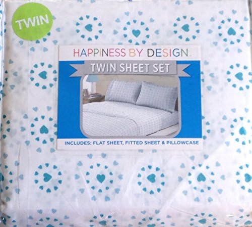 Twin Sheet Set Aqua Blue Hearts By Happiness By Design