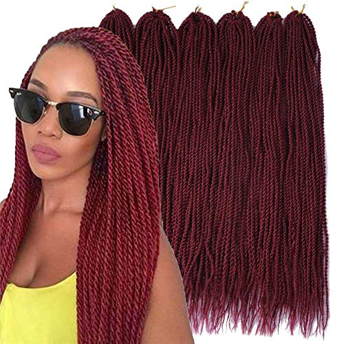 6Packs（14''18''24) 30strands/pack Synthetic Hair Extensions Crochet Braids High Tempreture Fiber Senegalese Twist 2X Crochet Braid Hair (14inch, Bug#)