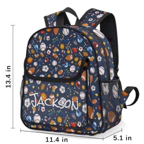 Custom Ball Mini-Backpack for Boys-Kids-Toddler with Name, Personalized Blue Schoolbags, Children Kindergarten Preschool Bookbag, for Travel Daypack Nursery Daycare2