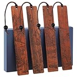 4Pcs Wood Bookmark for Men, Adventure Scenery Wooden Carving Book Mark Valentine's Day Gift for Men Book Lovers