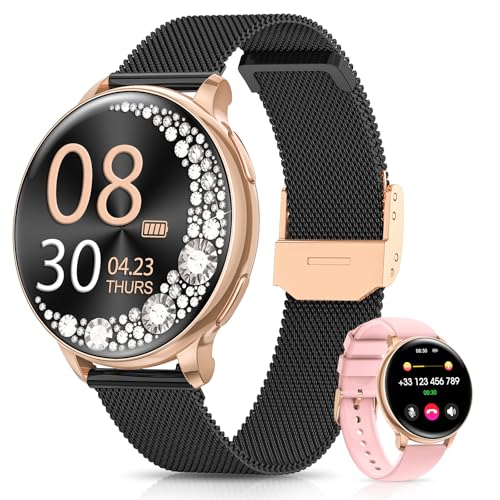RUXINGX Smartwatch Damen, 1.27' Smart Watch Rund mit...