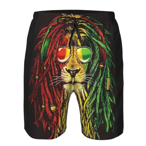 Rasta Lion Boardshorts Men's Casual Swim Trunks Quick Dry Drawstring Beach Swim Shorts4