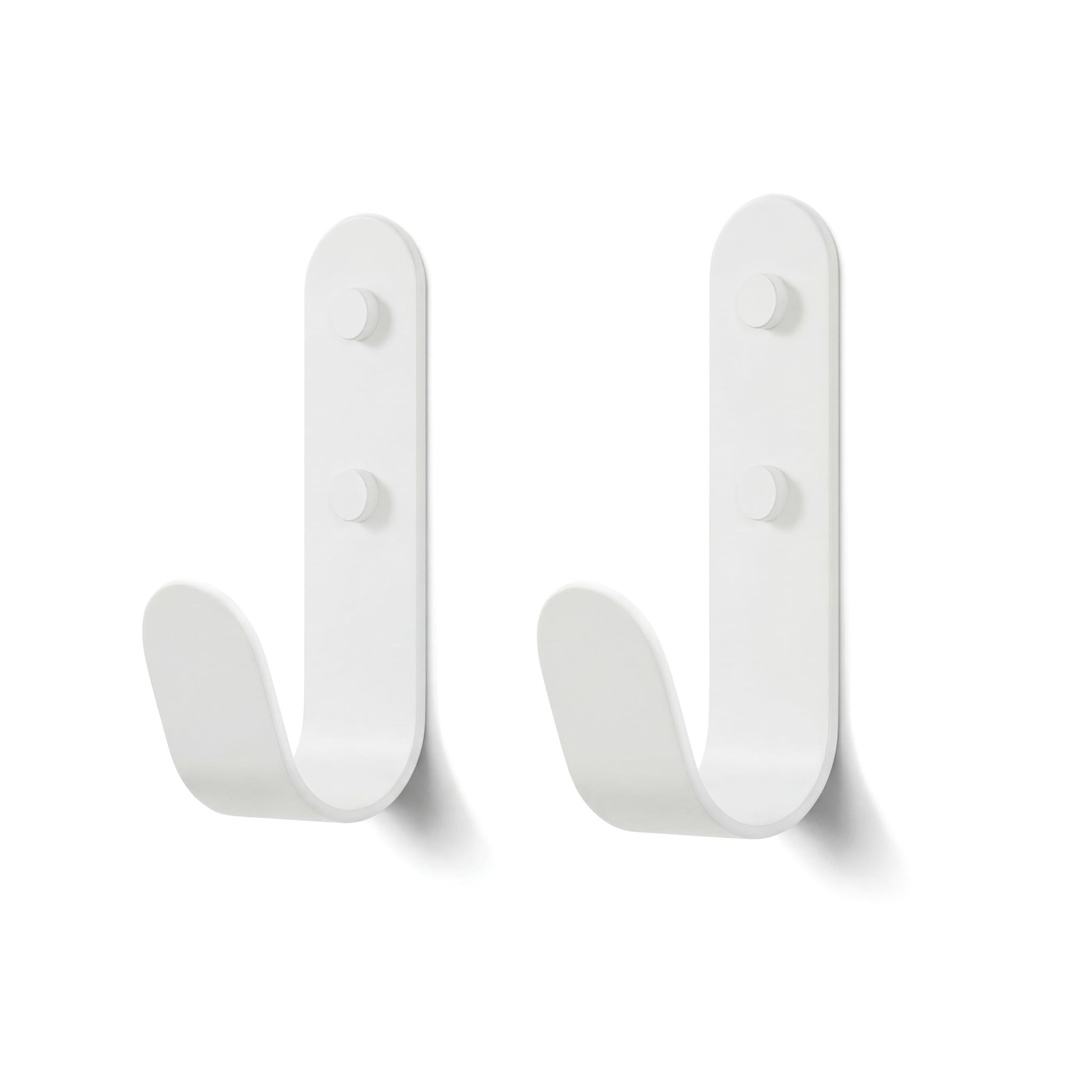 The Hairpin Leg Co. [HLC Metal J Wall Hook. Chunky Modern Playful Coat Hook - [White, 2 Pack]