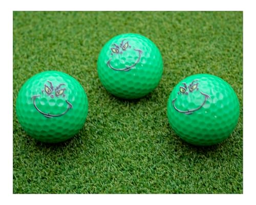 Pacote com 12 bolas de golfe Grinch Face – Ótima ideia de presente de mães, pais e crianças – Perfei
