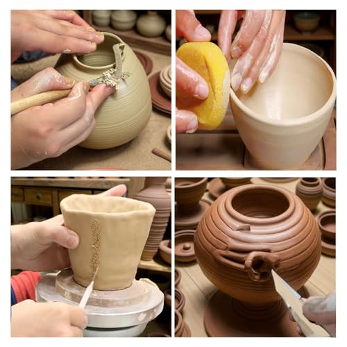 12 Pcs Ceramic Clay Tools Set Air Dry Metal Polymer Clay Tool Plastic Modeling Tools Wooden Pottery Clay Sculpting Tools Carving for Beginners - Image 4