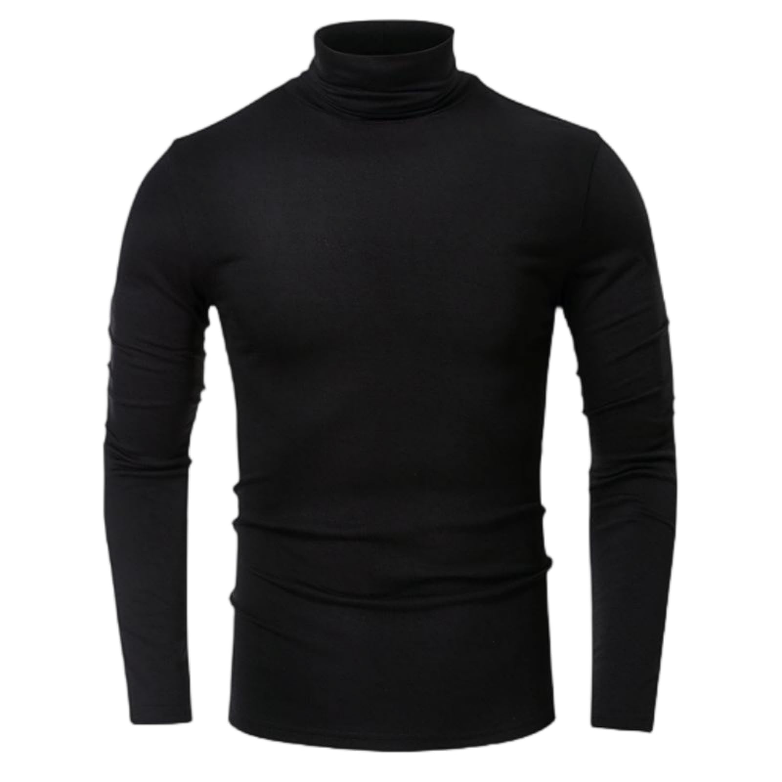 Envmb Mens Mock Turtleneck Long Sleeve Shirts Cotton Thermal Slim Fit T-Shirt Basic Undershirt Pullover Tees Black