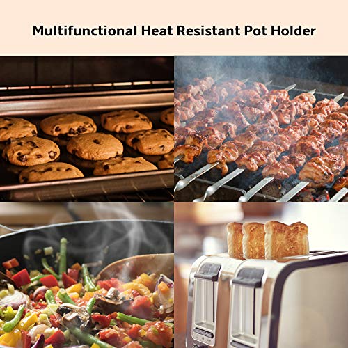 Chrider Oven Mitts and Pot Holders 4pcs Set, 500°F Heat Resistant Non-Slip Silicone Cooking Gloves, Soft Cotton Lining with Non-Slip Silicone Surface for Kitchen, Cooking, Baking