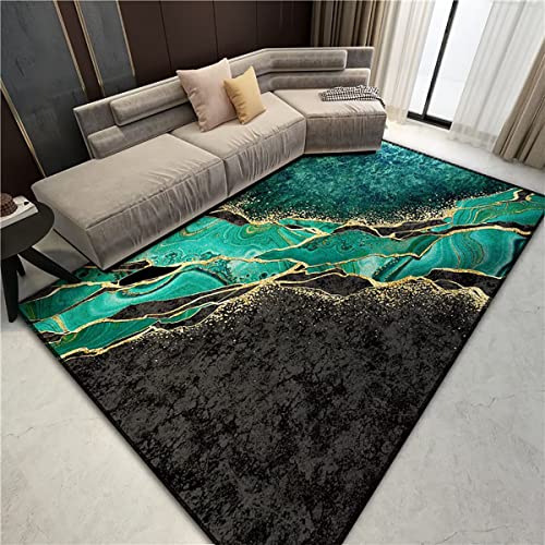 Tapete decorativo abstracto mármol 6'x9' verde y negro miniatura 1