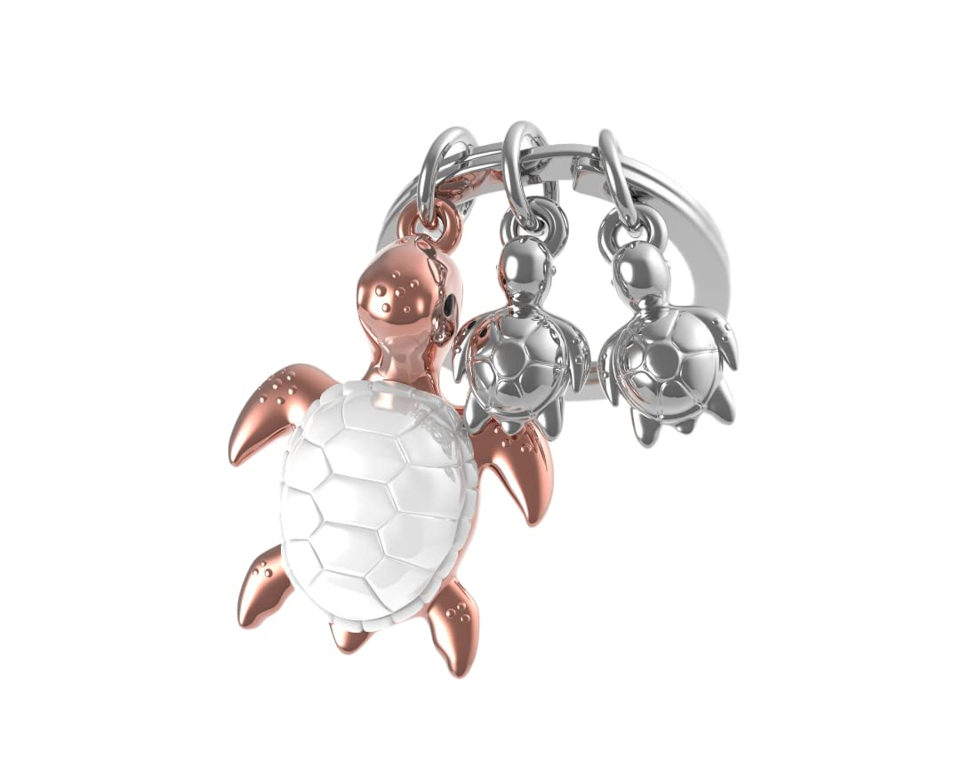 FABACH Turtelly in Love Sleutelhanger, snappy met hart en gravure, schattige schildpadsleutelhanger, liefde, geluksbrenger, schildpad als cadeau voor partners, antiek roségoud., Eén maat, Modern