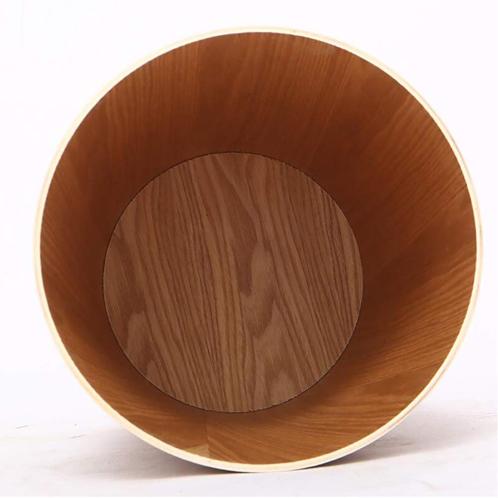 Pattumiera in Legno con Coperchio a Battente, pattumiera da Cucina Rotonda, Cestino per rifiuti Piccolo Giapponese per Ufficio Bagno Soggiorno A 19x19x30 cm (7x7x12 Pollici)