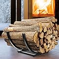 Qiang Ni Fireplace Wood Holder: Fire Wood Storage Shelves for Yard Patio Garden - Indoor Curved Log Wood Rack for Firewood - 28 Inch