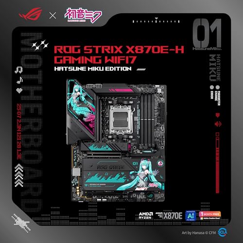 Image of ASUS ROG Strix X870E-H Gaming WIFI7 Hatsune Miku Edition AMD X870E ATX Motherboard, 16+2+1 Power Stages, Dynamic OC Switcher, Core Flex, DDR5, 4X M.2, PCIe 5.0, Dual USB4 Ports, USB 10Gbps Type-C