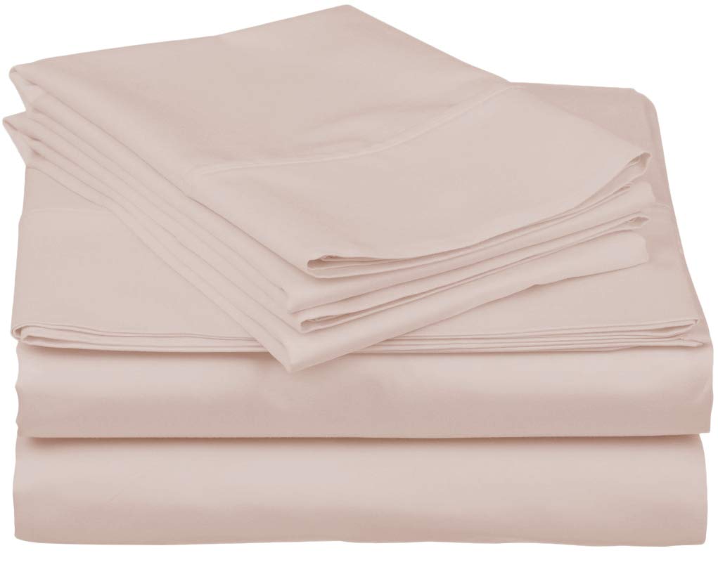Carressa Linen 600 Thread Count 100% Long Staple Soft Egyptian Cotton Sheet Set, 4 Piece Set, Full Sheets,Upto 17" Deep Pocket, Smooth & Soft Sateen Weave, Deep Pocket, Luxury Bedding, Blush