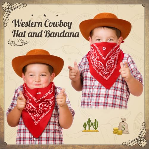 Image of Coume 24 Pieces Cowboy Hats and Bandanas, Brown