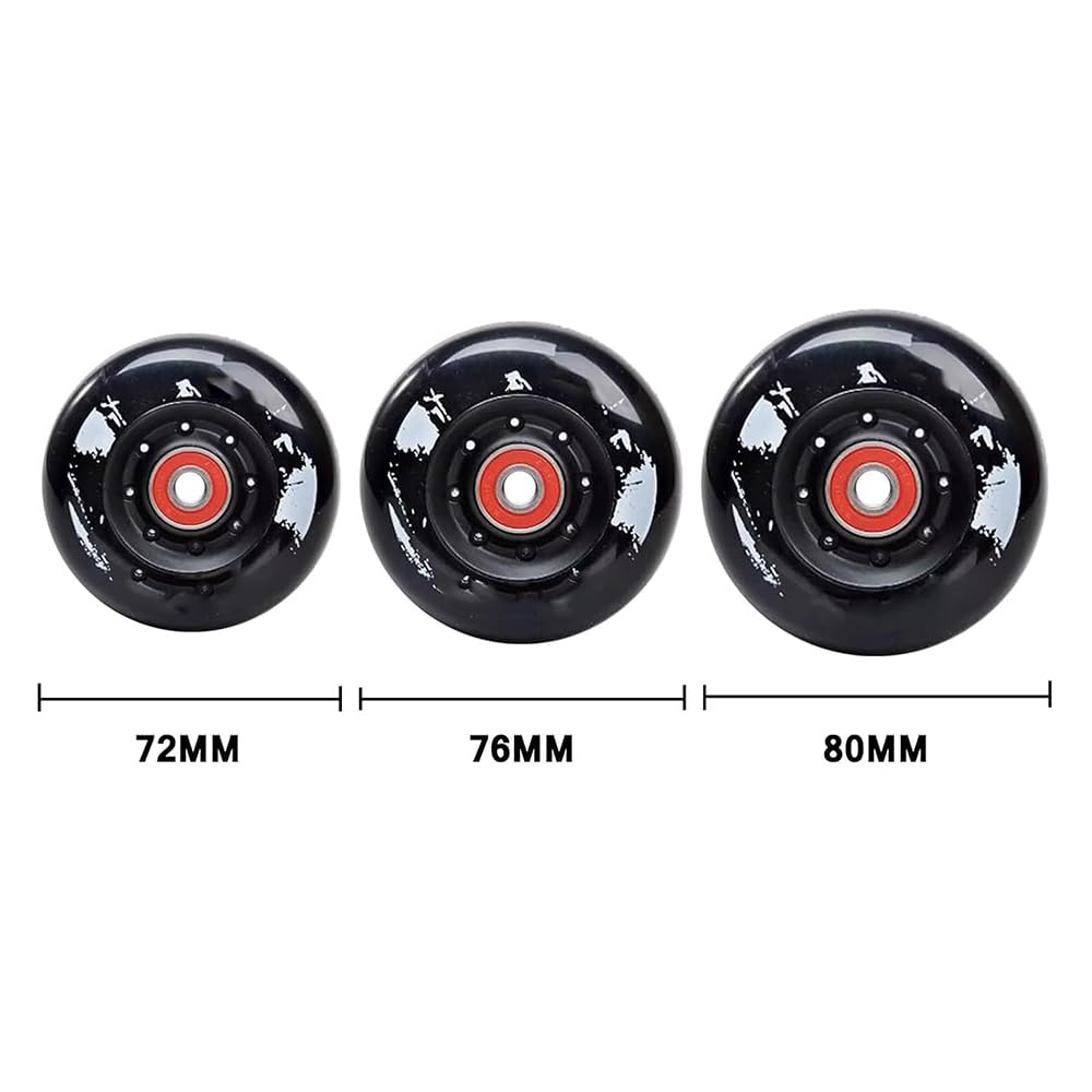 Ruote di Ricambio per Pattini in Linea da Esterno e da Interno 85A 72 mm 76 mm 80 mm con Cuscinetti (Confezione da 8) Ruote di Ricambio per Pattini a rotelle