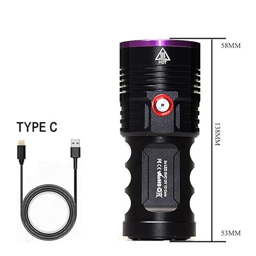 60W 365Nm Uv Black Light Flashlight Filtered Blacklight Usb C Rechargeable Professional Inspection Ndt Detector For Pet Urine, Mineral, Fluorescent Dermatology Woods Lamp Skin Examination Analyzer #TOP6