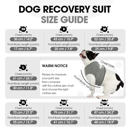 Image of BRKURLEG Chest Recovery Suit for Dogs, Chest Wound Cover, Grey S | Chest & Shoulder Protection, Breathable & Soft Anti-Licking Wound Vest, for Chest Surgery Recovery, Cone Alternative