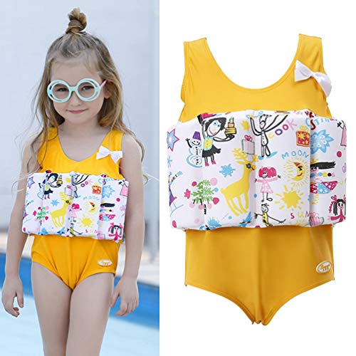 BESPORTBLE, 1 peça, flutuabilidade, estampa de desenho amarelo, roupa de natação para treinamento de