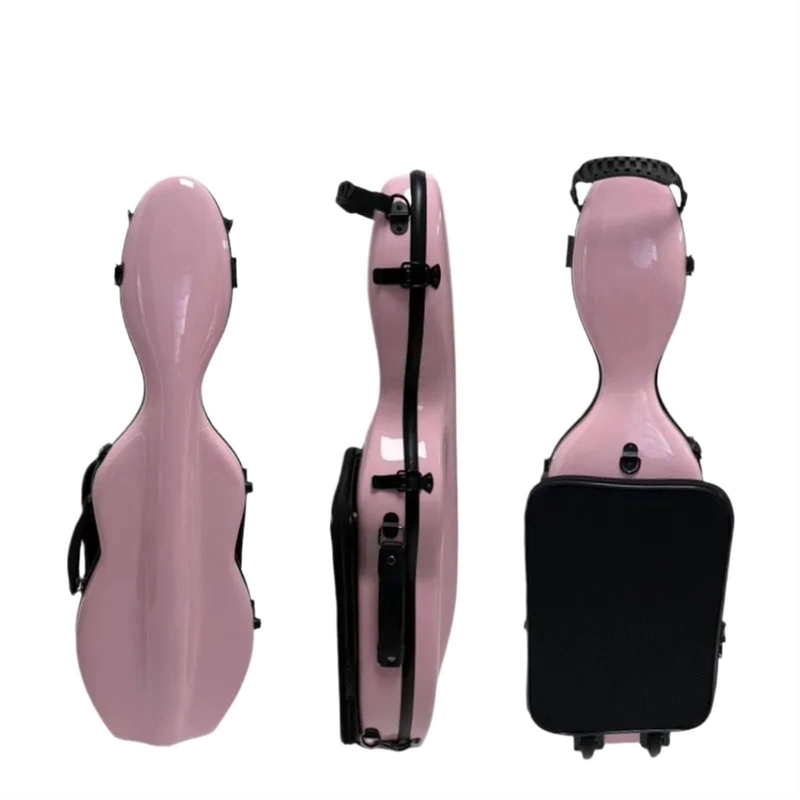 Hartschalenkoffer for 4/4-Geige mit Musiktasche/Rädern, Geigenkoffer-Rucksack, doppelter Schulter-Geigenkoffer Für Aufführungen Im Freien(Pink)