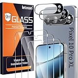 3 Pack Glass Screen Protector for Google Pixel 10 Pro XL [6.8 inch] with 3 Pack Camera Lens Protector, 9H Tempered Glass, Fingerprint Unlock, HD Ultra-thin Bubble-Free