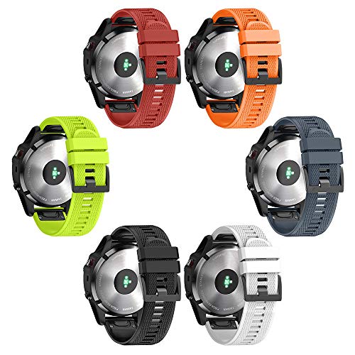Notocity Compatible Fenix 5X Band 26Mm Width Soft Silicone Watch Strap For Fenix 5X Plus/Fenix 6X/Fenix 6X Pro/Fenix 7X/Fenix 3/Fenix 3 Hr/Tactix/Descent Mk1/D2 Delta Px/D2 Charlie-6Pcs #TOP3