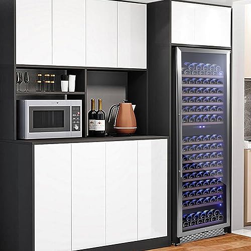 GAOMON 24 Inch Wine Fridge Dual Zone, 189 Bottles Large Wine Cooler Refrigerator, Freestanding Wine Fridge With Intelligent Temperature Memory & Humidity Control Design, Fast Cooling Low Noise