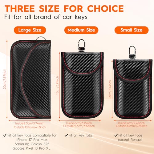 Faraday Pouch for Key Fob , RFID Signal Blocking Faraday Bag, Anti-Theft Key Fob Protector, Universal Fit for Keyless En - Additional View