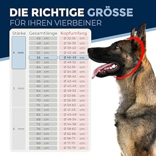 Collare per cani in acciaio inox, con fermo, per addestramento del cane, in acciaio inox, a maglie lunghe, spessore 4 mm, lunghezza 58 cm, con limitatore di trazione
