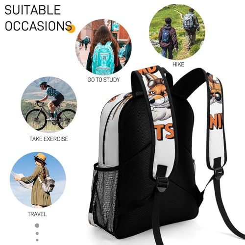 Bombarino-Kitsunino Merch Large Travel Backpack Italian-Brainrot Meme Waterproof Lightweight Daypack White 44x32x19cm4
