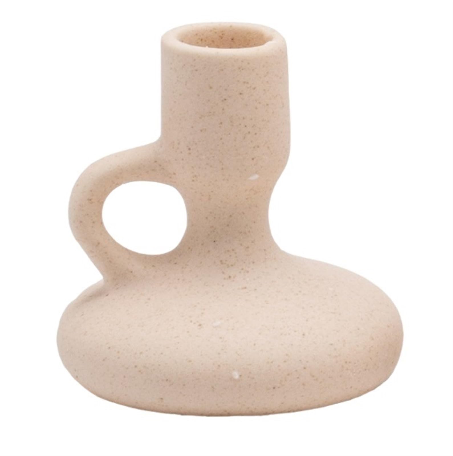 Sturdy Candle Holder Stand Ceramic Candles Holders Minimalist Decor Candlestick For Home Office Dining Table Non Topple(Beige,9 * 9.5cm)