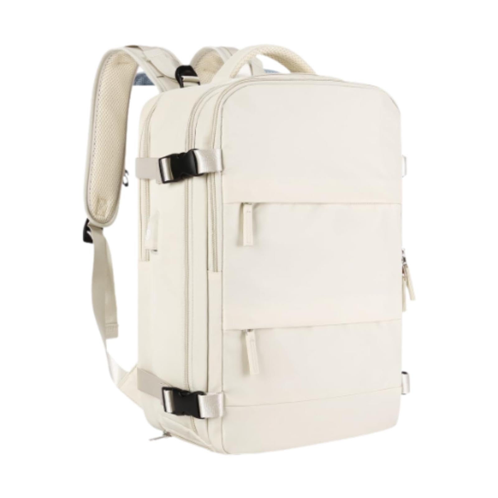 NIVAA Travel Backpack USB Ports with Shoes Compartment for Outdoor Trip Activities beige-image-2
